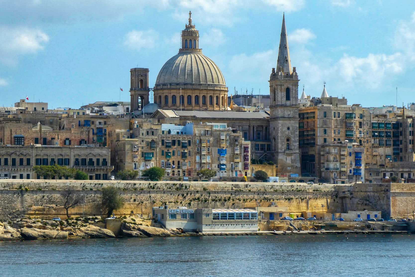 Valletta harbour and the Carmelite Basilica